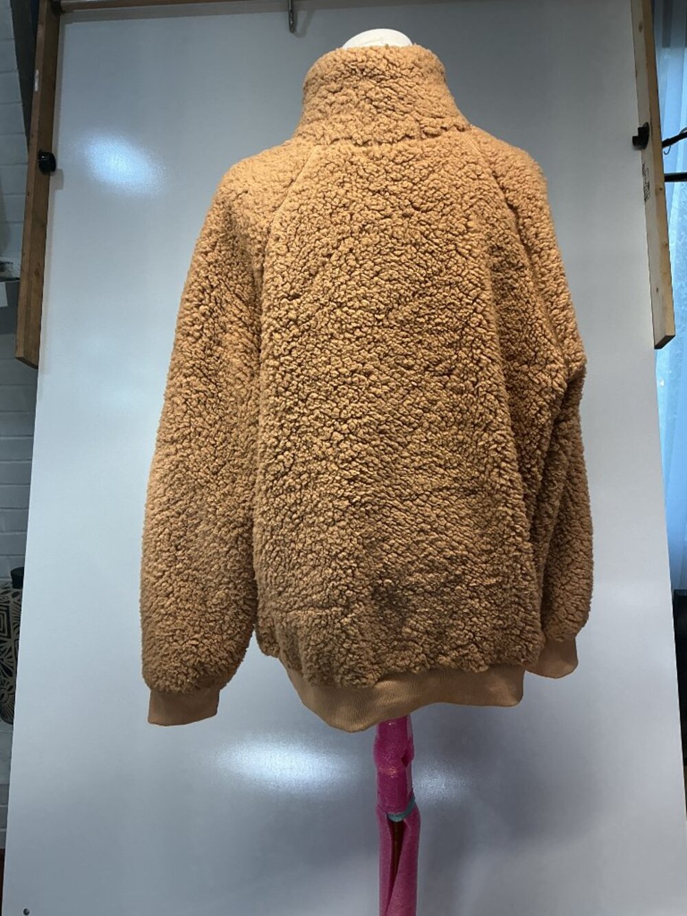 TECREW XL Camel Brown Sherpa Teddy Fleece Snap Front Cozy Winter Jacket - Picture 11 of 12